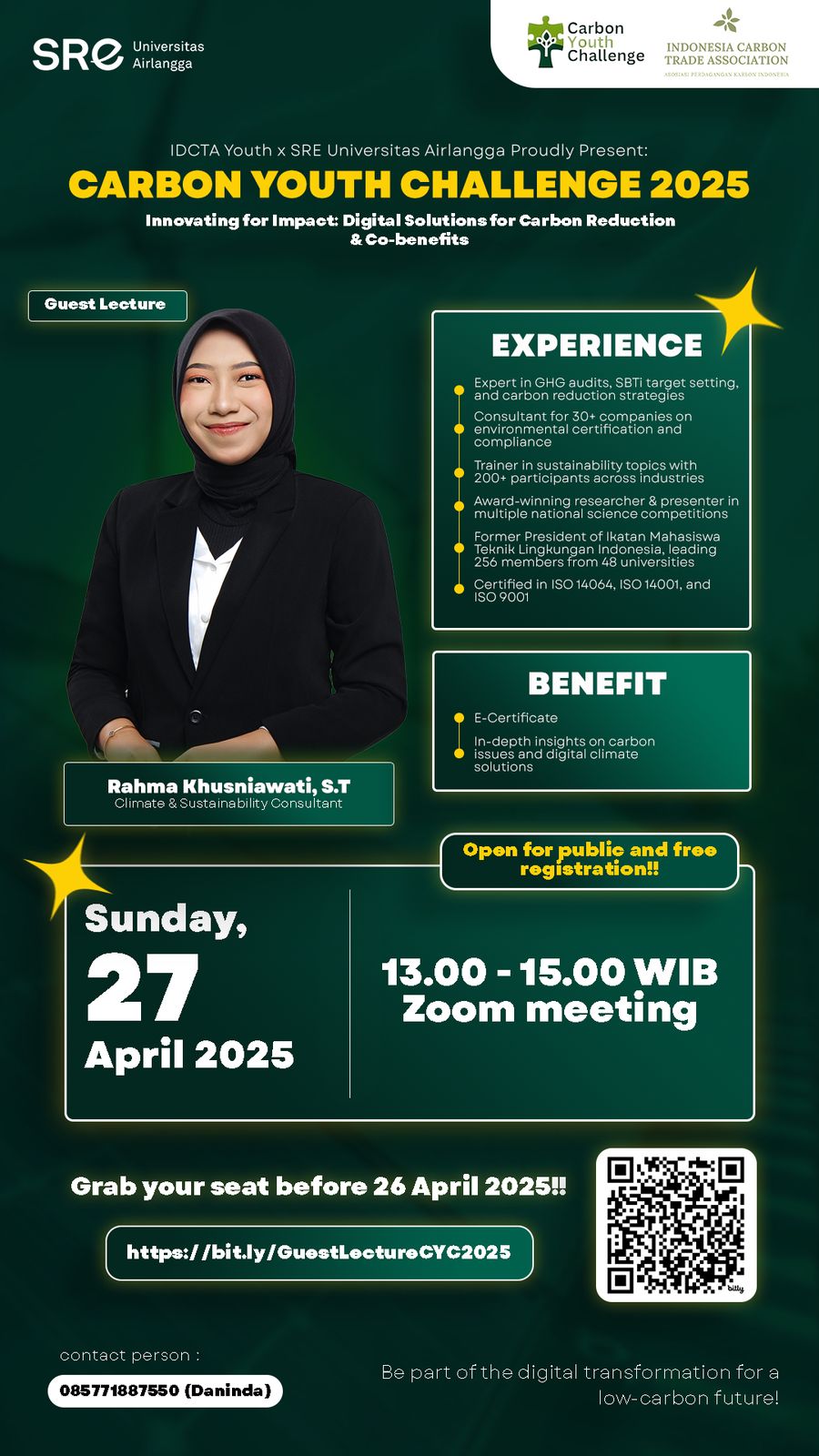 Carbon Youth Challenge 2025: Digital Solution for Carbon Reduction & Co-Benefits